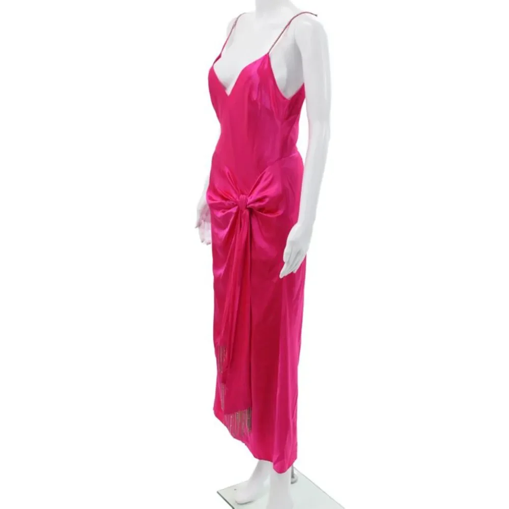 Cinq à Sept Women Silk Slip Dress Pink V-Neck Knee Length Sleeveless Zip Size 6